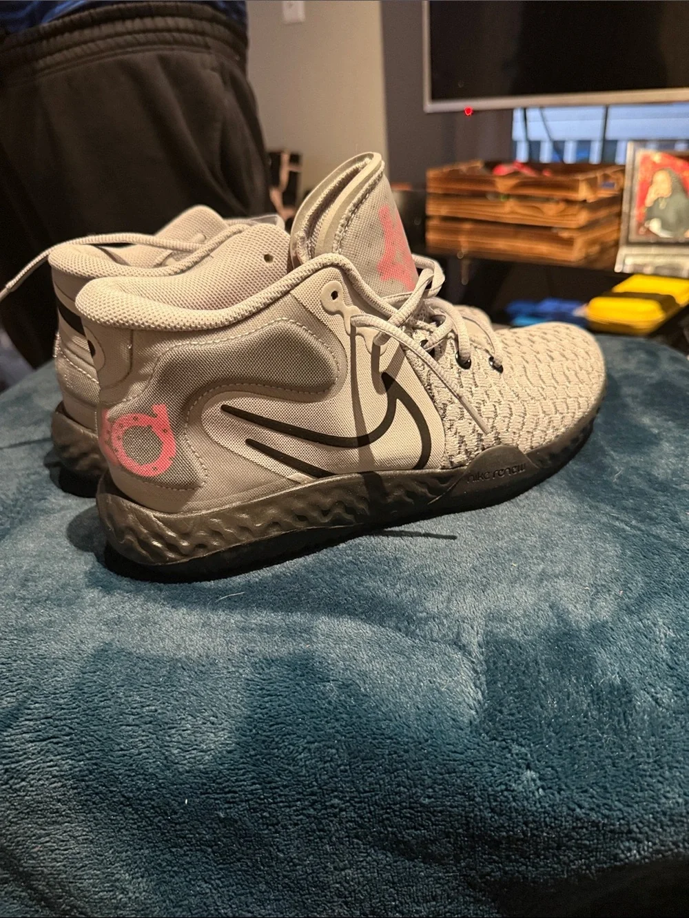 Nike Kids Gray and Pink KD Basketball Sneakers